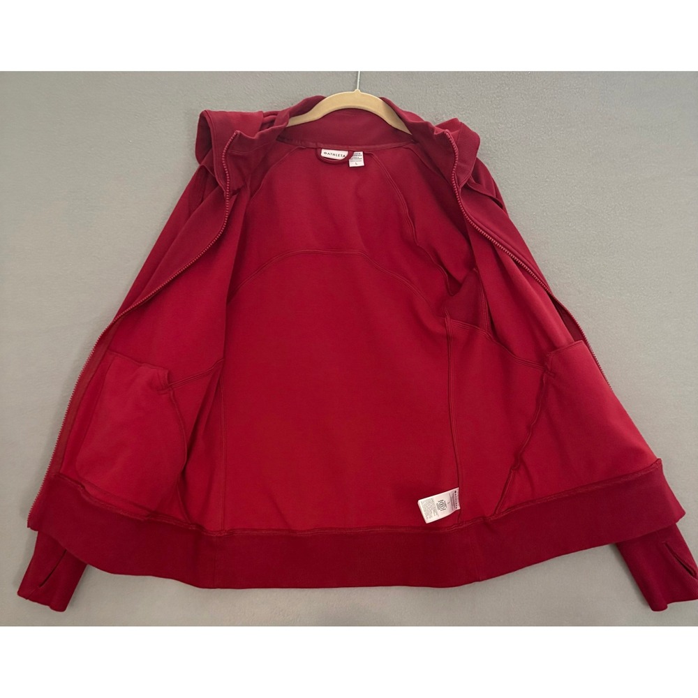 Athleta Women Hoodie Large Dark Red Zip Triumph Long Sleeve Thumbhole Jacket EUC - Picture 7 of 13